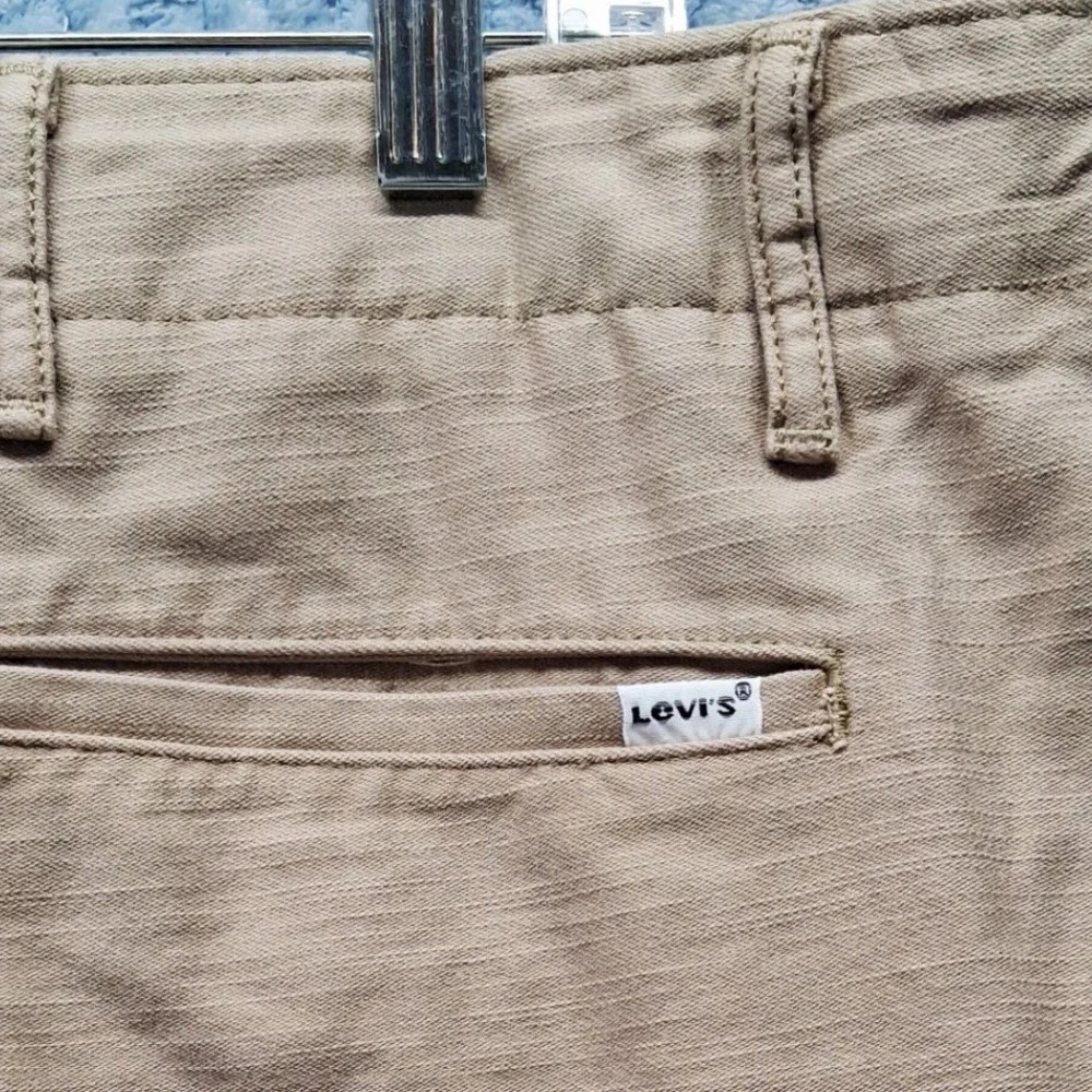 Levi Strauss Mens Tan Khaki Ripstop Cargo Shorts Size 42 Utility Work Dadcore